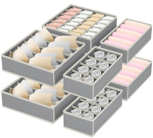 NINGESHOP Set di 8 Divisori per Cassetti, Organizer Armadio Cassetti Intimo, Pieghevole Organizer Armadio Salvaspazio, Porta Mutande da Cassetto per Biancheria Intima, Reggiseni, Calze, Cravatte
