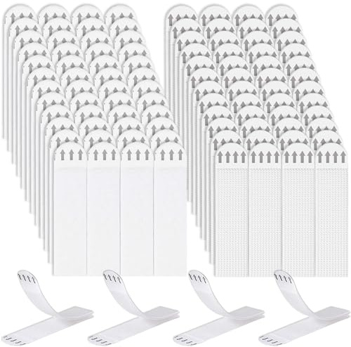 MIFARUI 48-Pairs (96 Strips) Picture Hanging Strips, Medium 70x16 mm No Nails Wall Stickers for Picture Hanging, Damage-Free Poster Strip & Hook Loop Tapes for Frames, Mirrors, Decor
