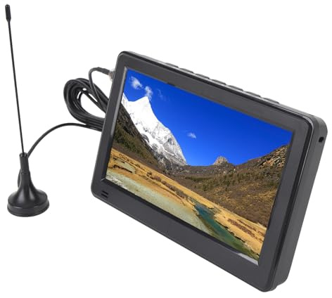 Luocute TV Digital Portátil de 6 Pulgadas, Diseño Compacto y Liviano con Antena Incorporada, Batería de 1500 MAh, Ranura para Tarjeta de Memoria USB, para Acampar Al Aire Libre, Viajes,