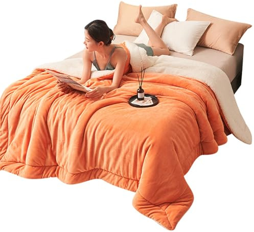 Generisch Piumino soffice, biancheria da letto ispessita a doppio strato, coperta morbida e morbida, per divano e divano, casa, inverno, autunno, campeggio, donne