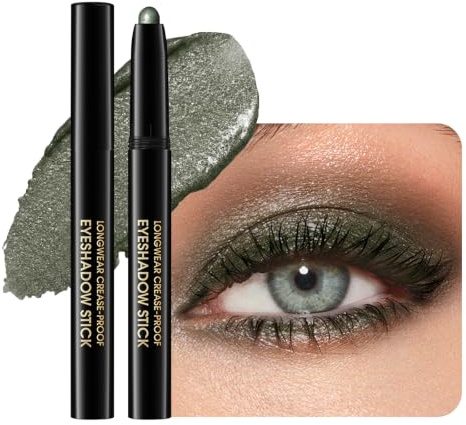 STNFAREBI Crayon Fard à Paupières en Stick, Ombre à Paupières Crème Waterproof, Longue Tenue, Haute Pigmentation, Fini Shimmer, Texture Crémeuse, Multi-Usage Yeux, Facile à Utiliser, 04# BOTTLE GREEN