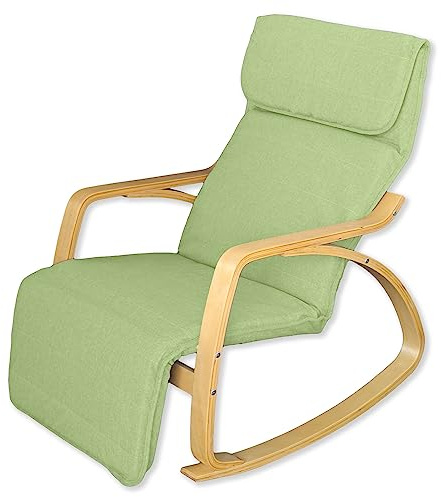 YELLOO - Fauteuil a Bascule, Chaise a Bascule en Bois de Bouleau, Fauteuils de Salon à Bascule, Rocking Chair Allaitement, pour Lire, se Détendre à la Maison ou dans Le Jardin (Zen, Vert)