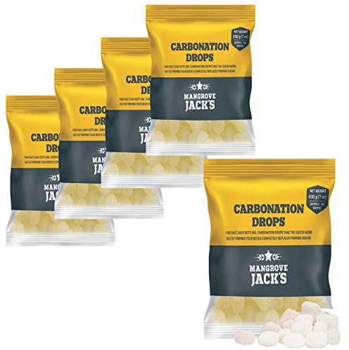5 x Mangrove Jacks Carbonation Drops 60 200g Compresse di zucchero per priming birra