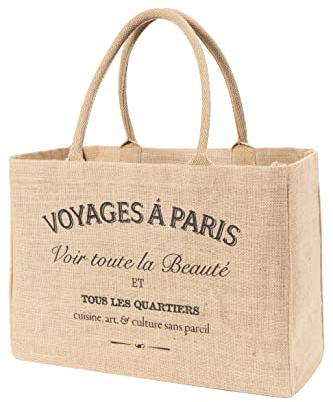 KAF Home Jute Market Tote Bag with Handles, Voyages