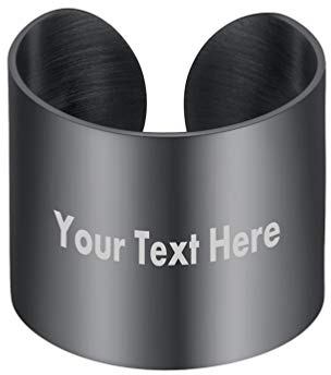 PROSTEEL Anillo Grabable 17mm Grande Ajustable Dedo Nudillo, Chunky Finger Ring Argolla Abierta Manguito Negro