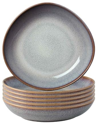 Villeroy & Boch like. by Lave Beige Schalen 6er Set, 21 cm, Flache Schale für Pasta & Suppe, Skandinavisches Design, Steingut, Beige