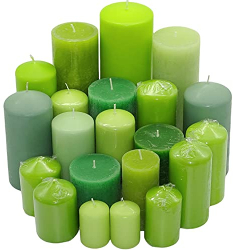 6 kg Witap Stumpenkerzen Qualitätskerzen Set Kerzenpaket Mix gemischt nach Farben (Grün)