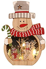 Holz Weihnachtsmann Figur Dekofiguren Weihnachten,Weihnachtsmann Nikolaus LED Schneemann Dekofigur,Holzfiguren Beleuchtung Tischdeko Weihnachten Weihnachts Deko Kinderzimmer Dekoration Ornamente (B)