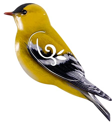 CIM Metall Wand-Deko - Goldfinch 31cm - tierische 3D Wandbilder - Wandschmuck inkl. praktischer Wandbefestigung - lebhafte Wandskulptur
