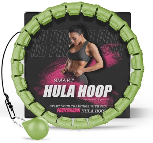 K-MART Hula Hoop con Peso, Infinity Smart Hula Hoops con Contador de 16, Masaje de Bola de Giro automático de 360 Grados, aro Infinito para Adultos, Equipo de Fitness para pérdida de Peso