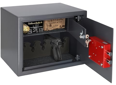 Brihard Pistol and Ammunition XL Taglia Cassaforte con Serratura a Chiave con Scomparto Interno Chiudibile a Chiave,- 30x38x30cm - Capacità 30L - Resistente e con Pareti Spesse per la Casa e l'auto