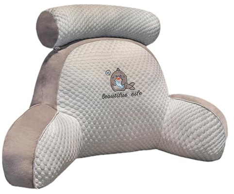Yajimsa Lectura - Almohada para Reposo En La Cama con Cuello Desmontable Y Brazos | Respaldo Cama Descanso Cama Trasera Cojín Apoyo, para Relajarse, Jugar, Ver La Televisión O Leer