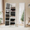 Dripex White Jewelry Organiser Mirror Wardrobe, 360° Swivel Jewelry Storage, Lockable, 3 in 1 Free Standing Mirror with Storage Shelves