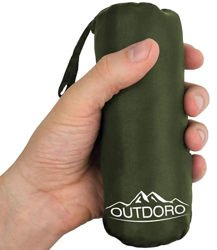 Outdoro Saco de dormir para cabaña – solo 230 g de microfibra – Saco de dormir de viaje ultraligero – pequeño, fino y compacto – Inlett, hoja de viaje