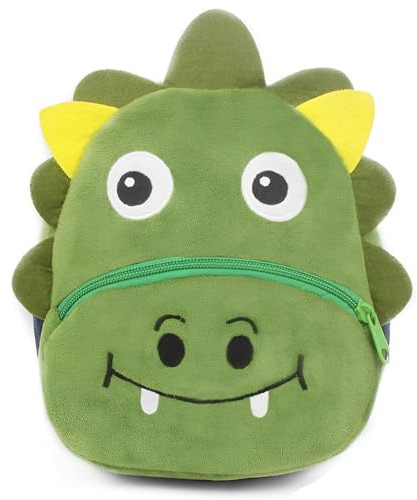 KOMUNJ Sac à dos pour petits enfants, sac à dos d'école pour garçons et filles, sac en peluche de dessins animés, mini sac à dos d'animaux pour bébé de 1 à 5 ans, dinosaure, multicolore, taille unique
