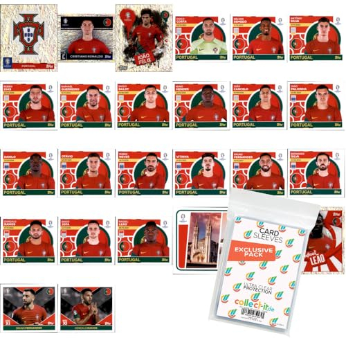 Bundle mit UEFA EURO 2024 Germany - Sammelsticker - Mannschaftspaket - Portugal + Exklusive collect-it Hüllen