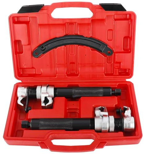 FreeTec Spring Compressor Set 3-Piece Professional Tool for Car Springs Tuning & Lowering Tensioner for Shock Absorbers 1.2T (1200 kg) Load Capacity (Red)