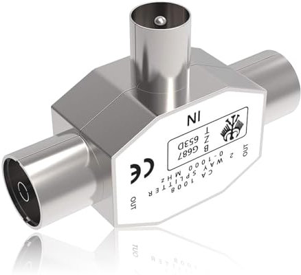 Divisor de antena de TV de 3 puertos, 1 pieza de 2 vías, 1 hembra a 2 machos, divisor coaxial de antena digital de 3 vías, divisor coaxial de satélite, compatible con antena de TV por cable, carcasa