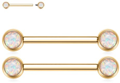 AROWRO Titan bröstvårta stänger bröstvårta piercing smycken platt rygg tungstänger tungpiercing internt gängade ringar för bröstvårta tungstav piercing smycken