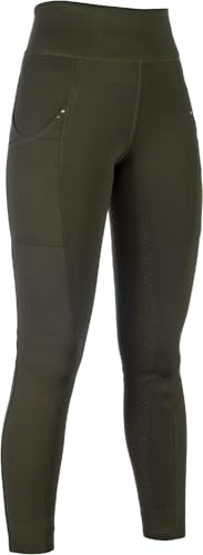 HKM Kinder Cosy II Style Silikon-Vollbesatz Reitleggings, Khaki, 122/128