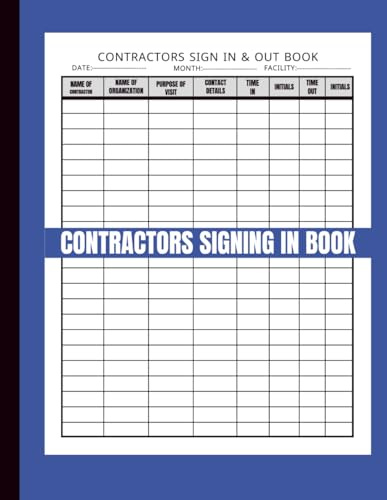 Contractors Signing In Book , Contractors Signing In and Out Book , Construction Site Log Book ,Log Book for Visitors and Contractors Sign-In & Sign-Out
