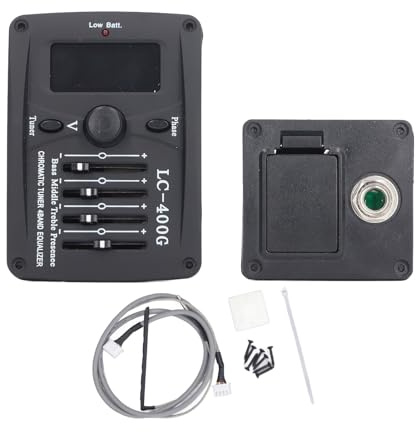 AOWINHIT Akustisk Gitarr 4 Band Equalizer EQ Förförstärkare Piezo Pickup Tuner System LC400G för Studiostegsövning Dålig Plast