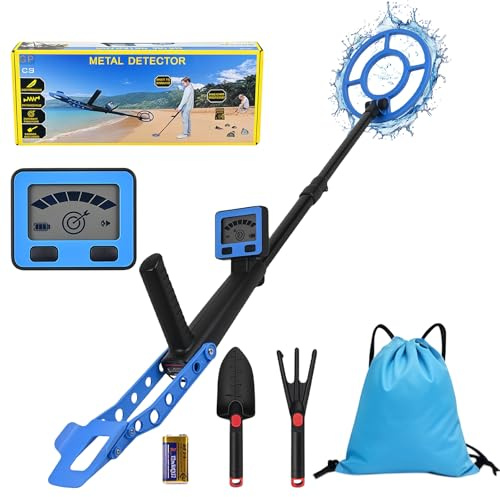 Metalldetektor, barn metalldetektorer med LCD-skärm och vattentät sökspole, 57–110 cm metalldetektor professionell set, mycket känslig metalldetektor för utomhusprospektering