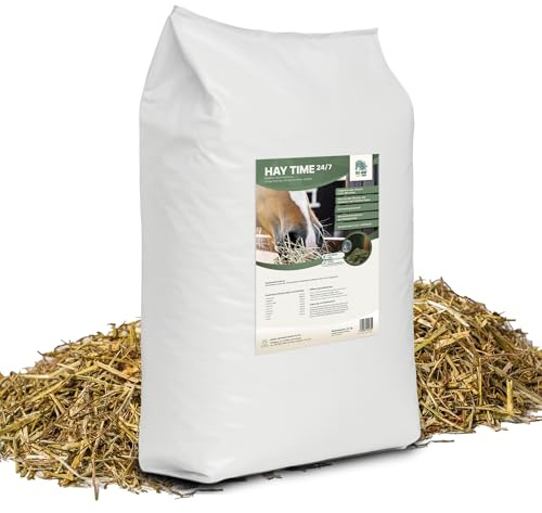 ALL-WIN Horse Hay Time 24/7 – 12 kg Strukturfutter für Pferde – Getreidefrei, Pferdefutter ohne Zuckerzusatz – Mit Timothee, Grünhafer & Luzerne – Staubfrei, magenfreundlich & rohfaserreich