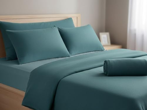 Viterbo Biancheria Completo Letto Coordinato Set Lenzuola In Morbido E Caldo Pile In Tinta Unita Singolo 1 Piazza E Mezzo Matrimoniale (Verde, 1 Piazza E Mezzo)
