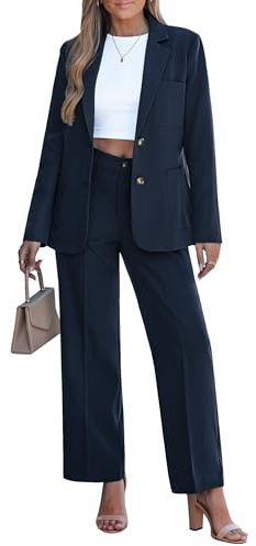 luvamia Pant Suit for Wedding Womens Suits 2 Piece Set Navy Blue Suit for Women Office Attire Women Pantsuit Long Sleeve Blazer Sets Navy Blue Size Small US 4 to 6