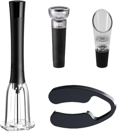 Luftpumpsöppnare för vin: Enkel borttagning av kork mjukt borttagningssats, aluminiumfolieskärare, luftare vakuumpropp | Festvin tillbehör present
