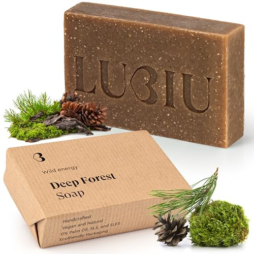 lubiu Savon Forêt Profonde 100g - Savon Solide Corps et Cheveux pour Homme - Mains, Visage, Barbe - Naturel et Artisanal - Gel Douche Solide - Cadeaux Homme Savonnette