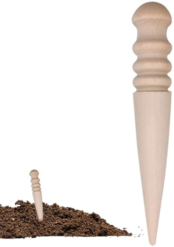 Herramienta de jardinería manual Dibbler – Plantador de madera ergonómico, varilla de inicio de semillas de bulbo, perforadora de suelo, diseño ligero y duradero | Uso en invernadero de jardín