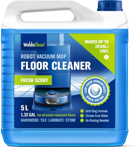 WoldoClean Produit Nettoyant Robot Laveur Bidon 5L - Détergent Sol | Compatible avec Roborock, Dreame, Ecovacs, Tineco, concentré station