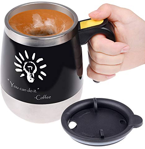 Tasse à café à mélange automatique en acier inoxydable - Pour mélanger votre café, thé, chocolat chaud, lait, boisson protéinée, bouillon, etc. - Idéal pour le bureau, l'école, la salle de sport, la