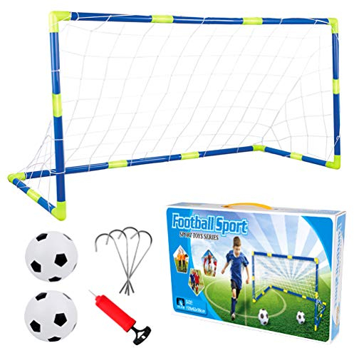 Mini Fußballtor Set für Kinder, 1 Tor, 1 Ball und Pumpe, Fußball Garten Selbstaufstellende 120 x 62 x 46cm