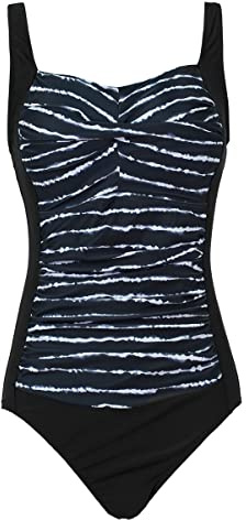 Aidotop Womens One Piece Swimsuit Tummy Control with Ruched Monokinis Tribal Swimsuits (Stripe, M)