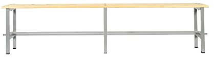 Panca Spogliatoio Classica - Seduta e Poggiascarpe in legno ed acciaio 100% Made in Italy (200 cm)
