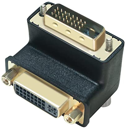 DTech DVI Adapter 90 Degree DVI-I Female to DVI-D Male Right Angle Connector Converter Installed in Little Space 1080P Digital Video for Computer Monitor PC Older Projector TV