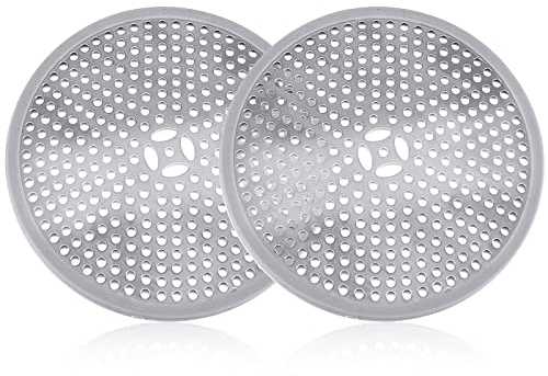 2PCS Shower Drain Protector Mesh Stainless Steel Shower Drain Hair Trap Shower Drain Cover Chrome Replacement Drain Filter Shower Sink Hair Catcher Indoor Drain Guards for Bathroom, Kitchen, Floor
