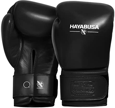 Hayabusa Pro Leather Hook and Loop Boxing Gloves for Men and Women - Black, 20oz