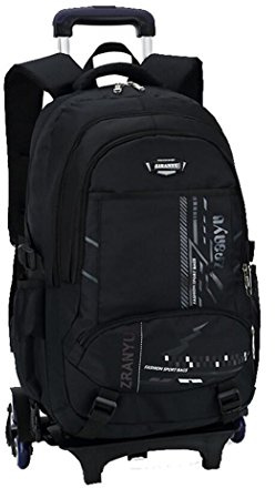 VILINKOU Rolling Backpack Trolley Schoolbag for Boy and Girl Wheels Bags (Black)