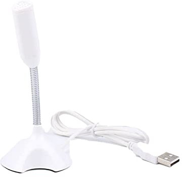 Microfono USB Microfono da tavolo del computer Mini, microfono del computer portatile del PC per Riunione di classe online Video Chat, Plug & Play, cancellazione del rumore (bianco)