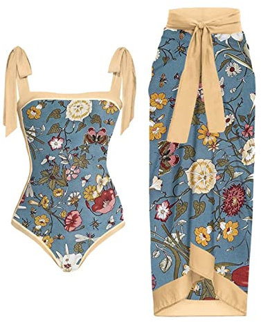 Traje de Baño de Una Pieza Mujer con Falda Larga Trajes de Bañadores Reductores Tallas Grandes Bañador con Volantes Bikini Cintura Alta Pliegues Conjuntos Push Up Swimwear Control del Vientre(#223,XL)
