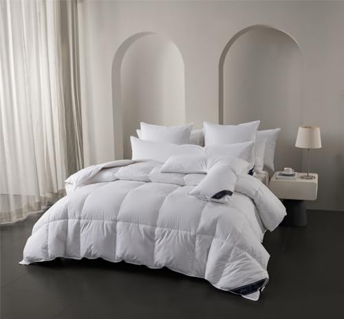 Littens Luxury 10.5 Tog All Year Round Double Bed Size Duck Feather & Down Duvet Quilt, 15% Down, 230TC 100% Down-Proof Cotton Casing (200cm x 200cm)