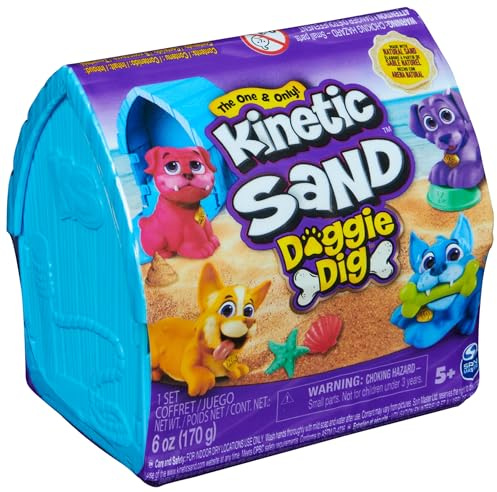 Kinetic Sand, Mini Cagnolino, 170g di Sabbia Cinetica Naturale, 3+ Anni