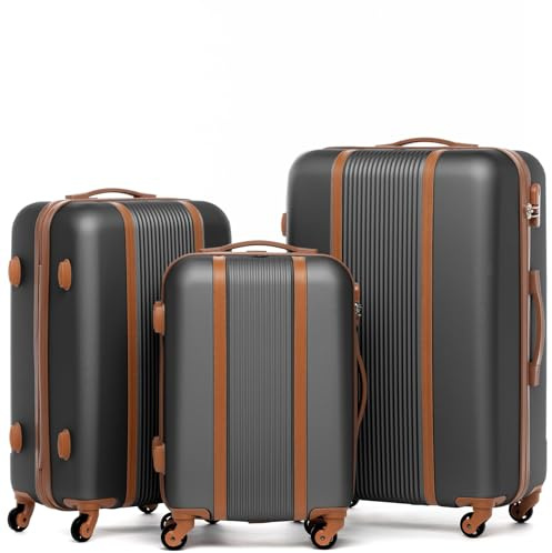 FERGÉ Set de 3 valises rigides à 4 roulettes Milano | Lot de 3 - Trolley Voyage | Ensemble de Bagages Gris