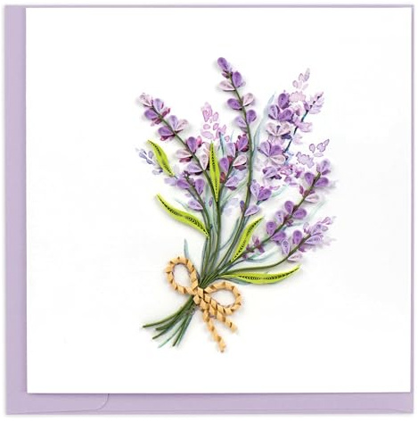 Quilling Card Handmade Quilled Lavender Bunch Greeting Card – 6x6 Inch Blank Card with Envelope – Fair Trade Verified – Unique Paper Art Keepsake for Any Occasion