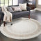 carpet city Teppich Wohnzimmer - Creme - 200 cm Rund - Klassisch Modern - Ornamente, Bordüre - Teppiche Kurzflor Schlafzimmer, Esszimmer
