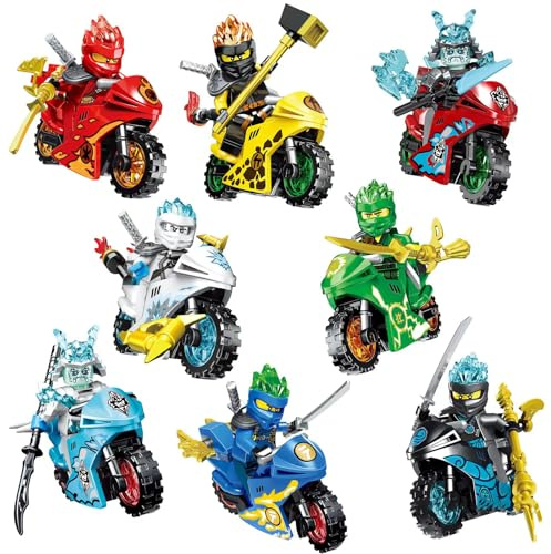 REGAPOG Lot De 8 Jouets De Moto pour Enfants, Kit d'apprentissage Facile À Construire pour Débutants,Jouet De Ninja Ã‰volutif Bonne Améliore L'imagination.